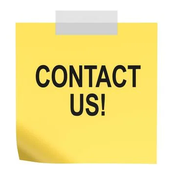 Contact Us, yellow sticky note. 3D rendering Stock Illustration