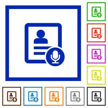 Contact voice calling flat framed icons Illustrazione stock