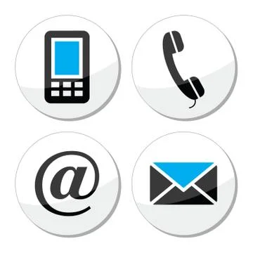 Contact web and internet vector icons set Stock Illustration
