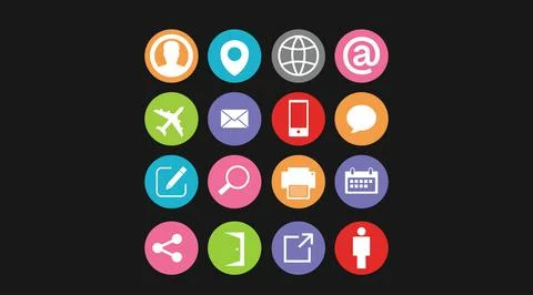 Contact Web Icon Set. Stock Illustration