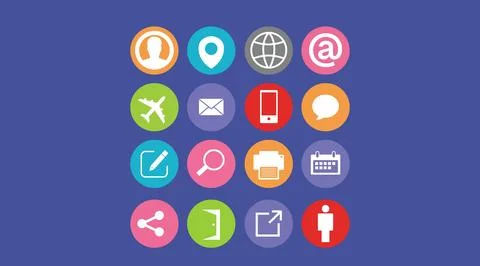 Contact Web Icon Set. Stock Illustration
