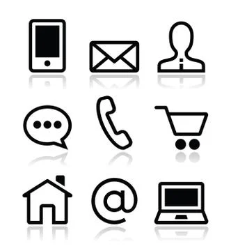 Contact web vector icons set Stock Illustration