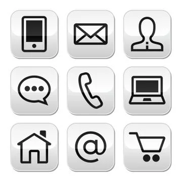 Contact web vector stroke buttons set Stock Illustration