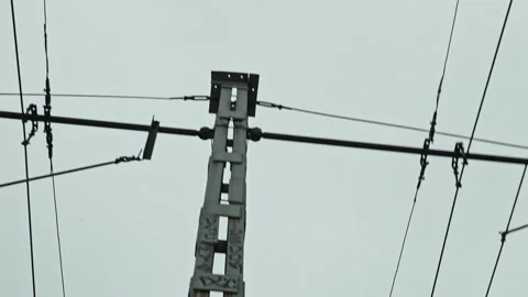 Contact wires for tram Stock Footage 162037013