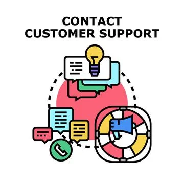 Contacting global customer support services and assistance concept Stock Illustration