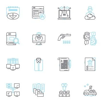 Contacting linear icons set. Call, Email, Message, Reach, Communicate, Connect Illustration