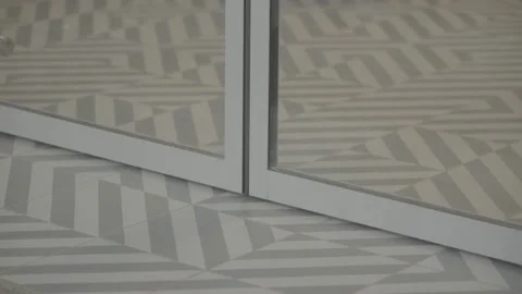 Contactless Automatic Doors Close. Close-up. Daylight Sunshine Stock Footage 154294082