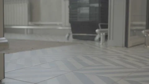 Contactless Automatic Doors Close. Close-up. Daylight Sunshine Stock Footage 154350330