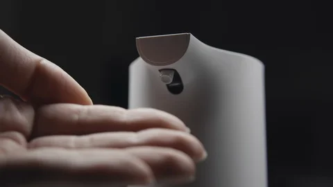 Contactless automatic soap foam dispenser, frequent hand washing, covid-19 Stock Footage 128146833