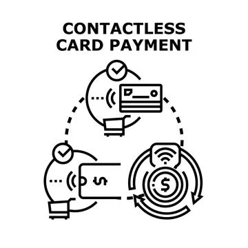 Contactless card payment technology providing fast financial transactions Stock Illustration