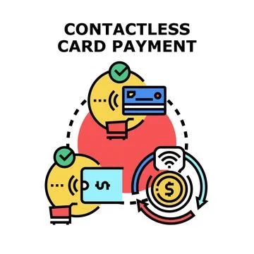 Contactless card payment technology providing fast financial transactions Stock Illustration