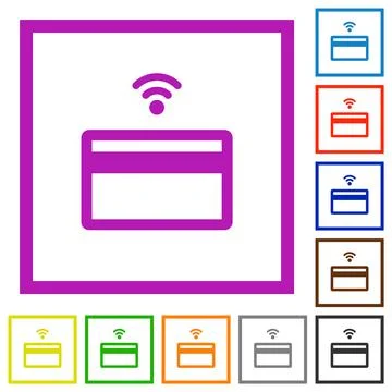 Contactless credit card flat framed icons Illustrazione stock