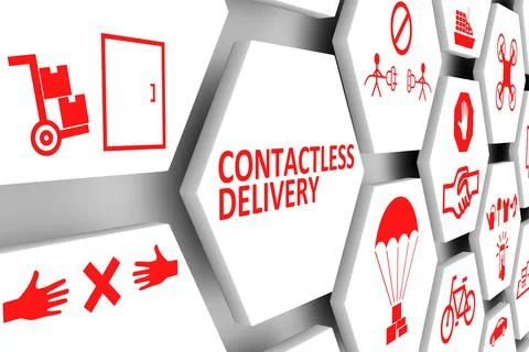 CONTACTLESS DELIVERY concept cell background 3d illustration Stock Illustration