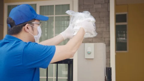 Contactless delivery concept Stock Footage 129847375