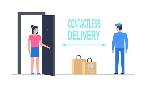 Contactless delivery Stock Illustration