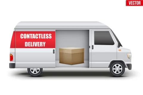 Contactless delivery van with parcel イラスト素材