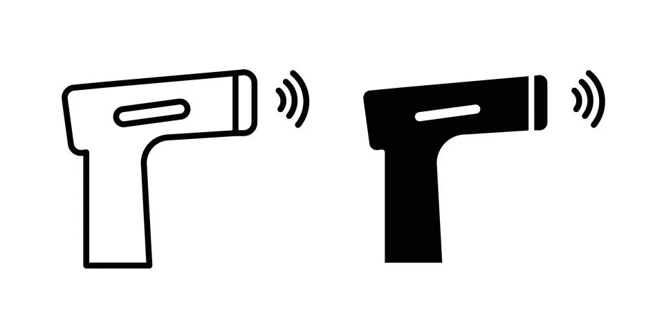 Contactless infrared thermometer icon bundle for website design projects Stock Illustration