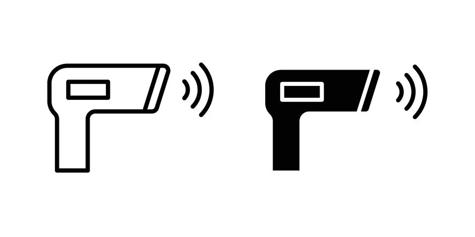 Contactless infrared thermometer icon vector concepts, line and silhouette .. Stock Illustration