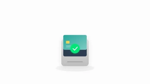 Contactless Mobile Payment Card Tapping Terminal with Green Success Checkmark Stock-Footage 346130755