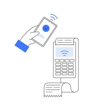 Contactless Mobile Payment Using Digital Device at Point of Sale Terminal Illustrazione stock