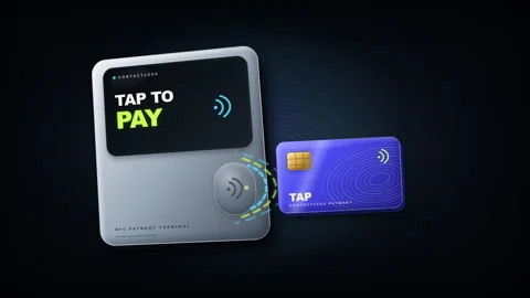 Contactless NFC payment terminal and credit card transaction approved. Stock Footage 344887555