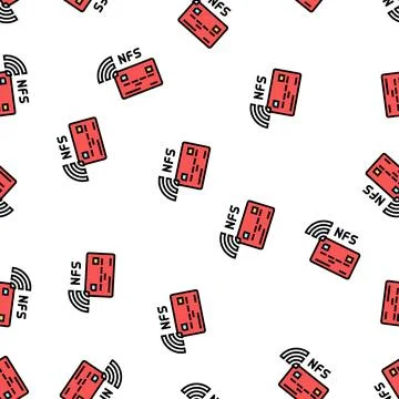 Contactless nfc system card vector seamless pattern Stock Illustration