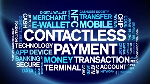 Contactless Payment animated word cloud,animation tag kinetic typography loop. Stock Footage 300820297