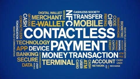 Contactless Payment animated word cloud,animation tag kinetic typography loop. Stock Footage 300825304