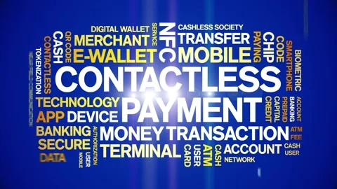 Contactless Payment animated word cloud,animation tag kinetic typography loop. Stock Footage 300826132
