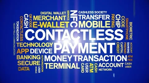 Contactless Payment animated word cloud,animation tag kinetic typography loop. Stock Footage 300827099