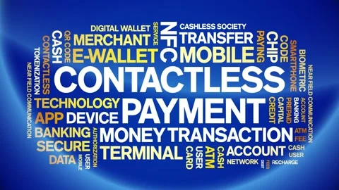 Contactless Payment animated word cloud,animation tag kinetic typography loop. Stock Footage 300828337