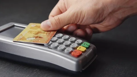 Contactless payment with credit card Stock Footage