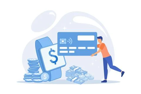 Contactless payment. Credit card reader. Enable NFC. Smart shopping, financ.. Stock Illustration