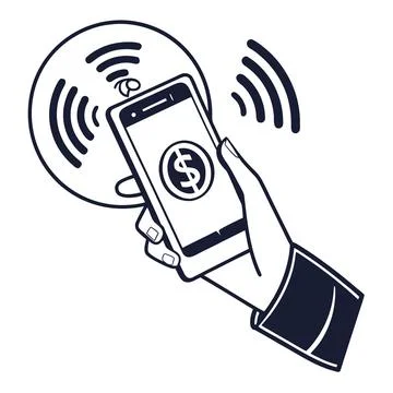 Contactless Payment Hand Icon Minimal Vector Design Stock Illustration