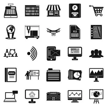 Contactless payment icons set, simple style 스톡 일러스트