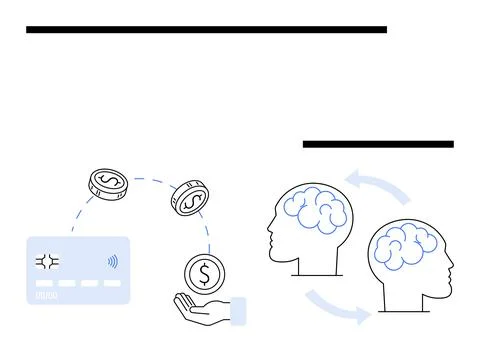 Contactless payment interaction and knowledge transfer represented by coin .. Stock Illustration