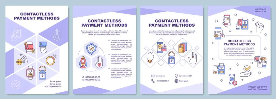 Contactless payment method brochure template Stock Illustration