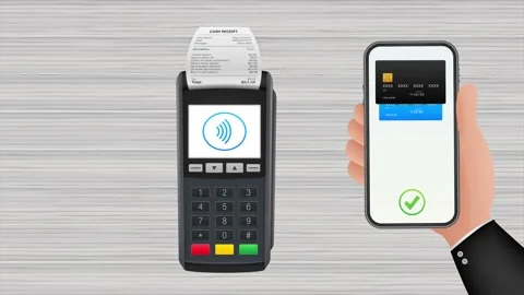 Contactless Payment Methods Mobile smart phone and wireless POS Terminal Stock Footage 146772994