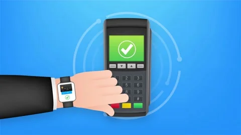 Contactless Payment Methods Mobile smart watch and wireless POS Terminal Stock Footage 159982700