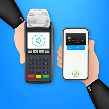 Contactless Payment Methods Mobile smart phone and wireless POS Terminal Illustrazione stock