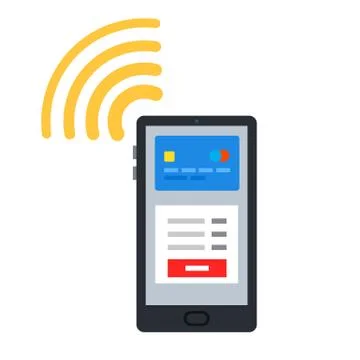 Contactless payment from a mobile phone flat icon vector isolated Stock Illustration