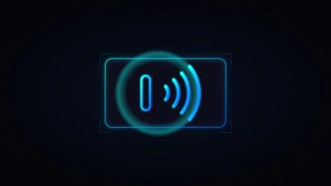 Contactless payment nfc symbol animation, digital transaction concept, blue.. Stock Footage 344857630