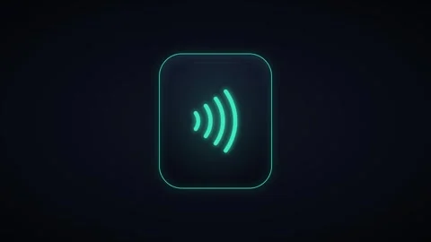 Contactless payment nfc symbol animation, digital wallet transaction on dar.. Stock Footage 344857632