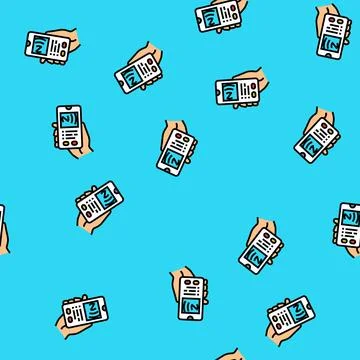Contactless payment nfc technology vector seamless pattern Stock Illustration