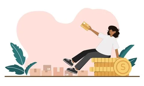 Contactless payment. Payment Using Credit Card Pay On Mobile Phone. Online Stock Illustration