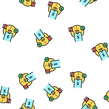 Contactless payment with phone app vector seamless pattern Stock Illustration
