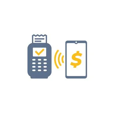 Contactless payment with pos terminal vector icon Stock Illustration
