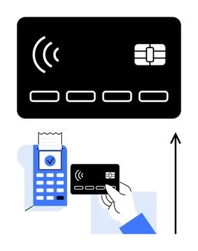 Contactless Payment Simplifying Transactions with NFC Technology and Chip Car Illustrazione stock