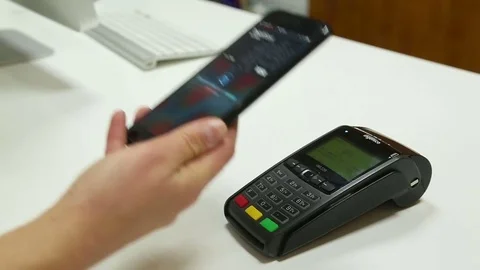 Contactless payment by smartphone Stock Footage 73624454
