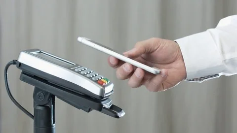 Contactless payment with smartphone Stock Footage 82042899